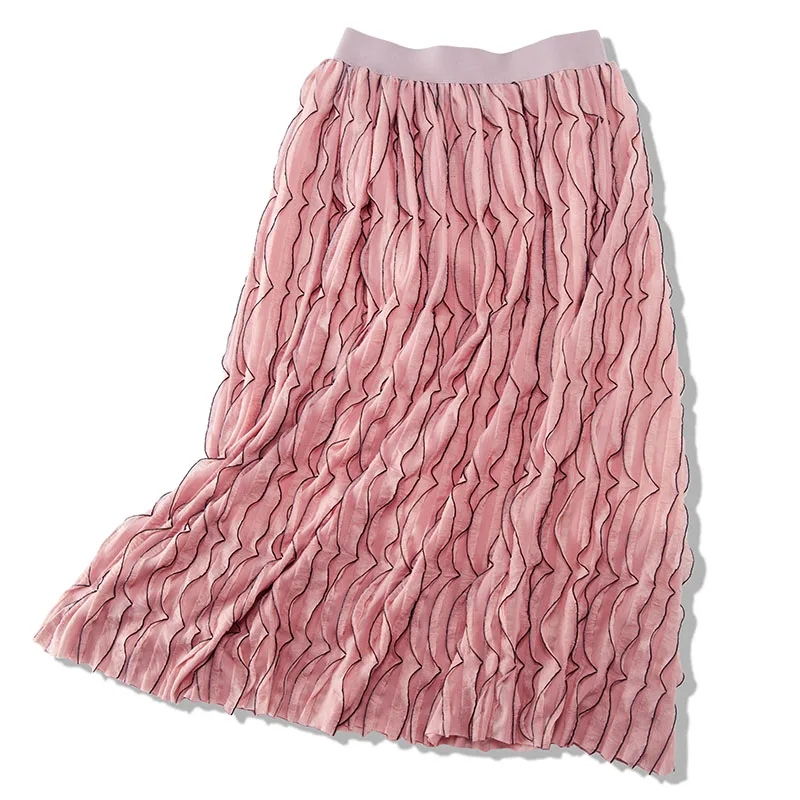 Женская юбка в полоску Trytree повседневная многослойная трапециевидной формы до