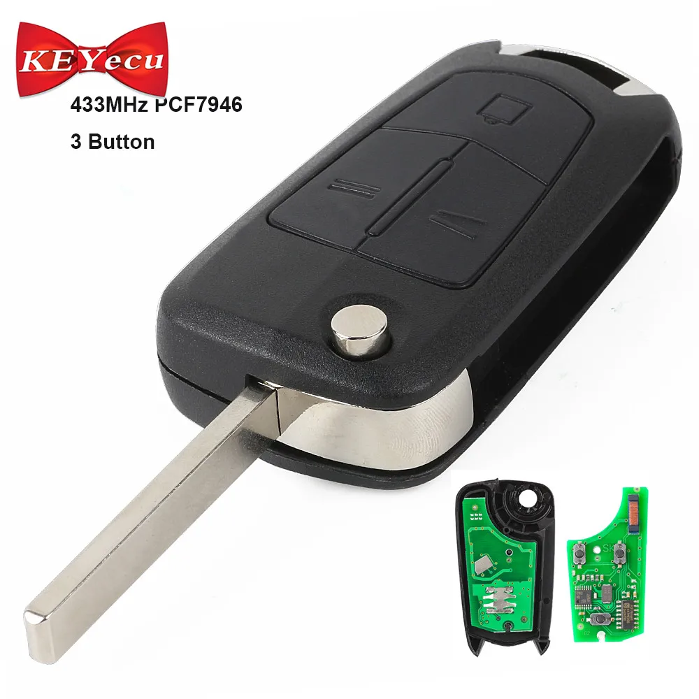 KEYECU дистанционный ключ 3 кнопки 433 МГц PCF7946 для Vauxhall Opel Vectra C 2002-2008, Signum