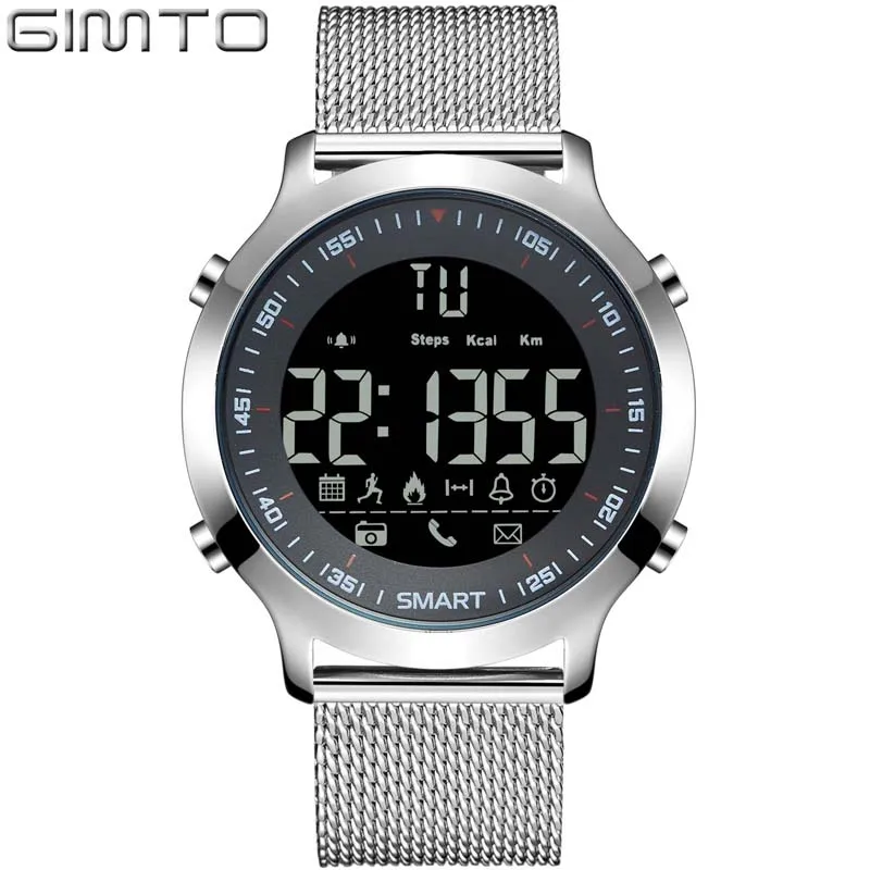 

Smart Watch men GIMTO Waterproof 3ATM Message Reminder Ultra-long Standby watch LED Electronic Clock Relogio Masculino