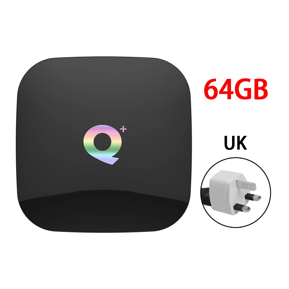 Q Plus Мини Смарт ТВ приставка Android 8,1 H6 четырехъядерный фильм wifi 2,4G 6K 3D HD медиаплеер телеприставка спутниковый ресивер - Цвет: 4GB 64GB UK