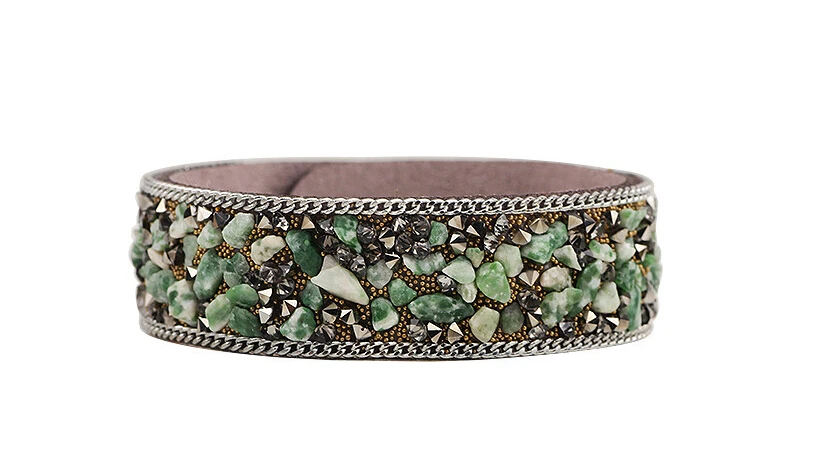 Гравий кожаный браслет-горячие модные аксессуары панк Стразы браслет ручной