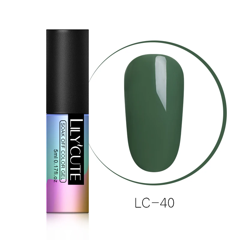 LC-40 LILYCUTE зеленый УФ-гель для ногтей Vernis полуперманентный дизайн ногтей украшение чистый Гель-лак для маникюра дизайн ногтей 5 мл - Цвет: LC-40