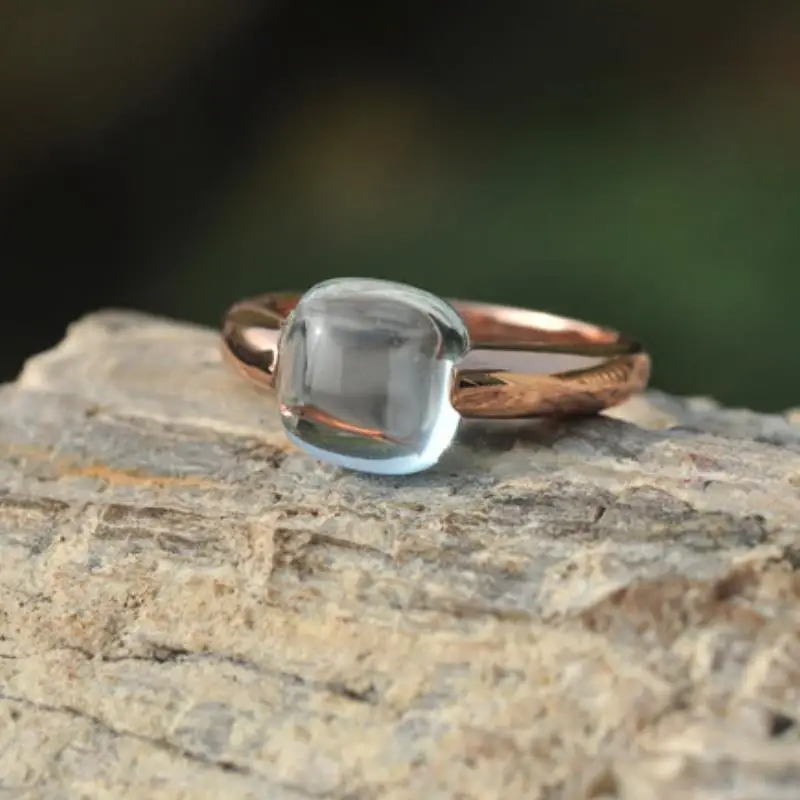 Natural Blue Topaz Ring 925 Sterling Silver Engagement Rings for Women Fine Jewelry Gift | Украшения и аксессуары