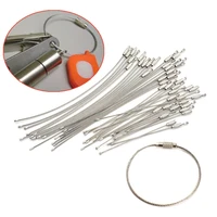 10pcs 1 52mm edc keychain tag rope stainless steel wire cable loop screw lock gadget ring key keyring circle camp hanging tool