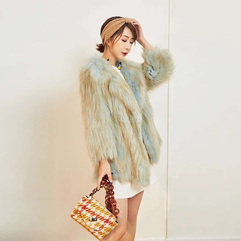 Новое поступление трикотажное Женское пальто с круглым вырезом из натурального