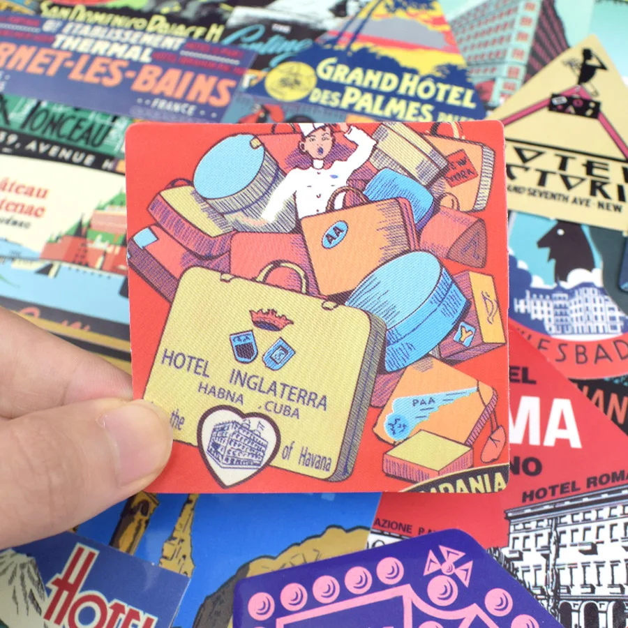 55 pcs retro hotel style stickers graffiti building logo travel sticker to diy suitcase luggage laptop fridge car bicycle phone free global shipping