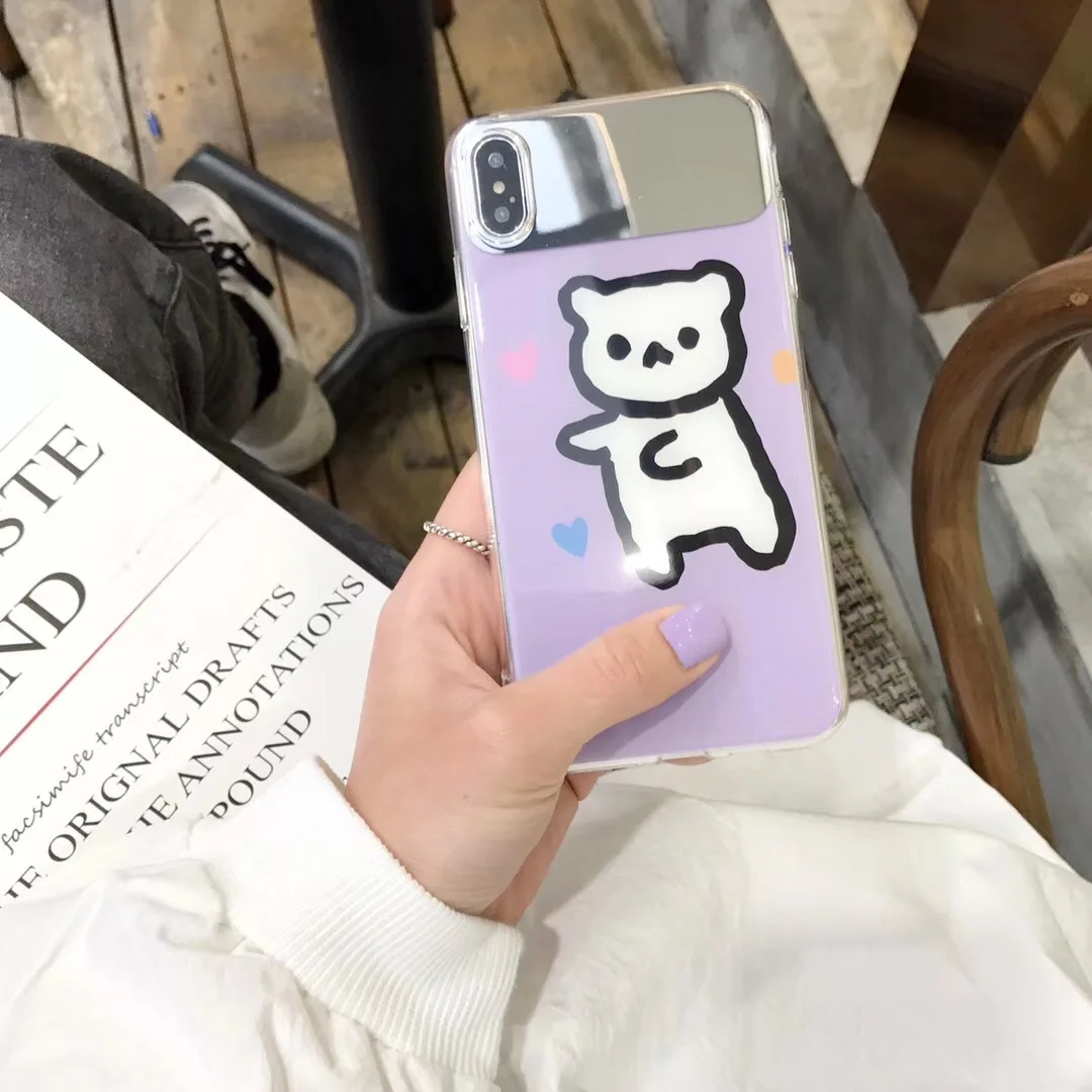 Чехол для iphone xr чехол айфона 7 белый стеклянный мультяшный Жесткий Apple phone Love Bear