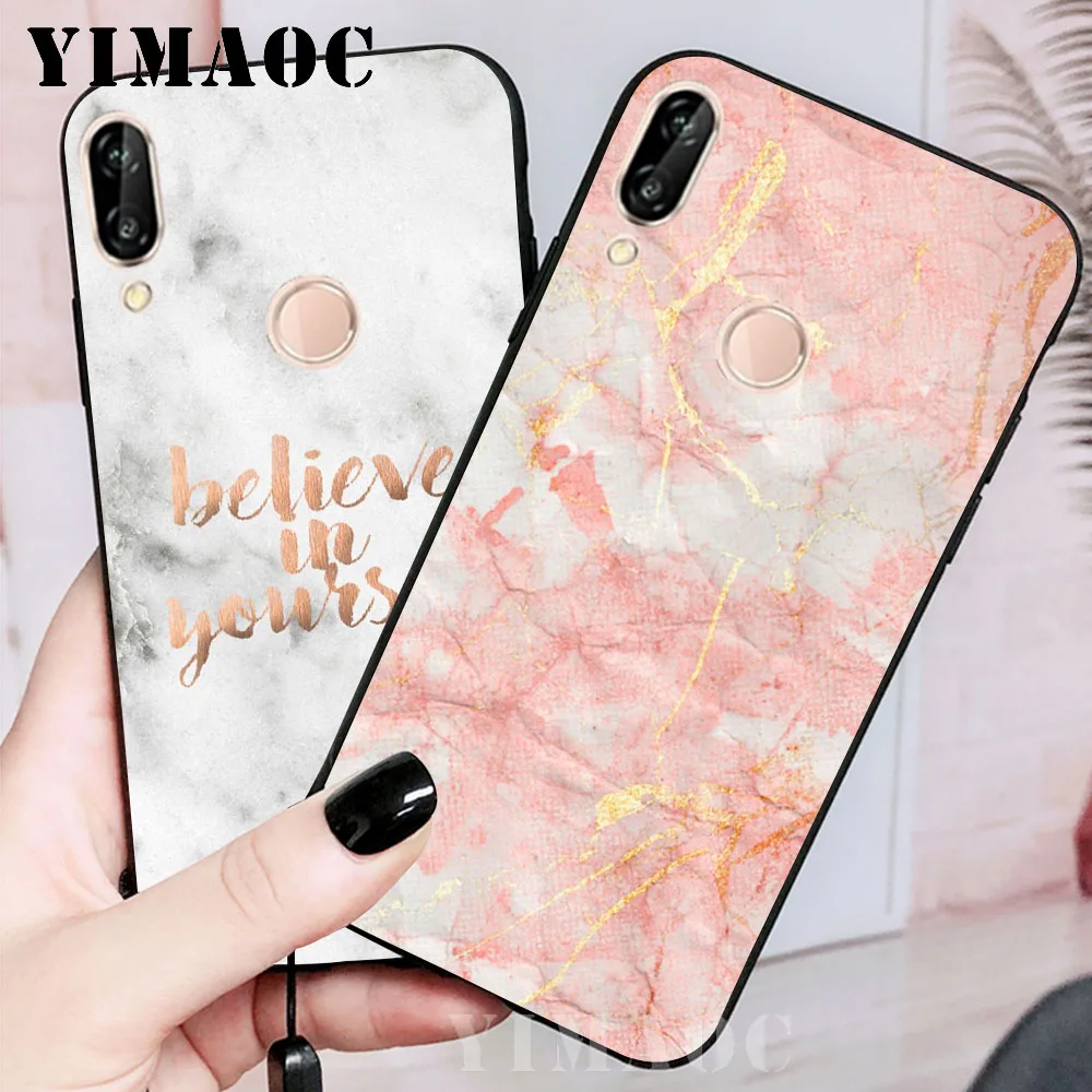 YIMAOC гранит розовый белый мрамор текстура мягкий чехол для huawei Honor Note 10 9 Lite 8C 8X8 7X 7A 3