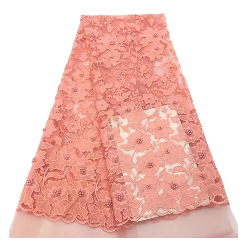 Me-dusa Hollow flower bead High quality fashion dress African tulle lace french wedding fabric 2019 newest 5yards/pcs | Аксессуары для