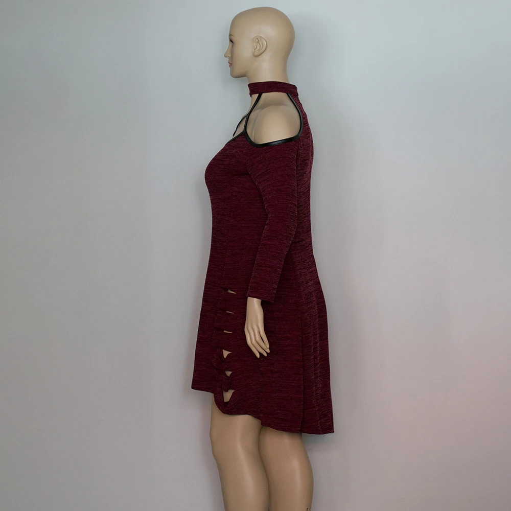 Женское трикотажное платье свитер с открытыми плечами и лямкой на шее|dress tunic|tunic