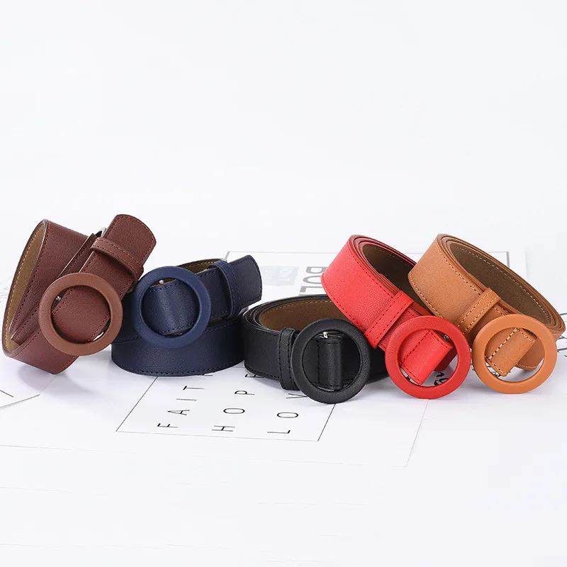 Soft Solid Fashion Color Women's Belts for Trendy Round Hole Female Leather Buckle Strap Designer Jeans Pants for Girls Belt NEW