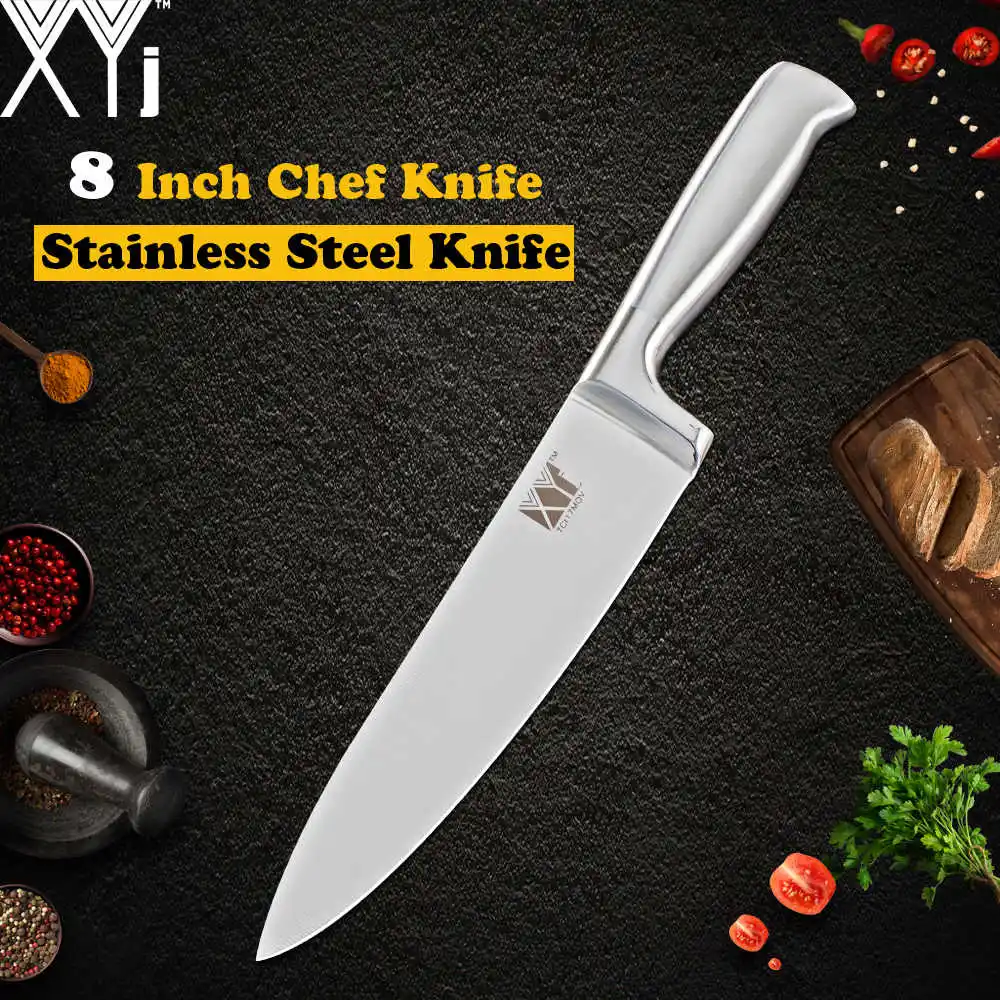 Chef XYj кухонный нож из нержавеющей стали для очистки овощей, нож Santoku для нарезки хлеба, нож шеф-повара, немецкий Держатель ножей, точилка, инструменты для приготовления пищи - Цвет: Chef