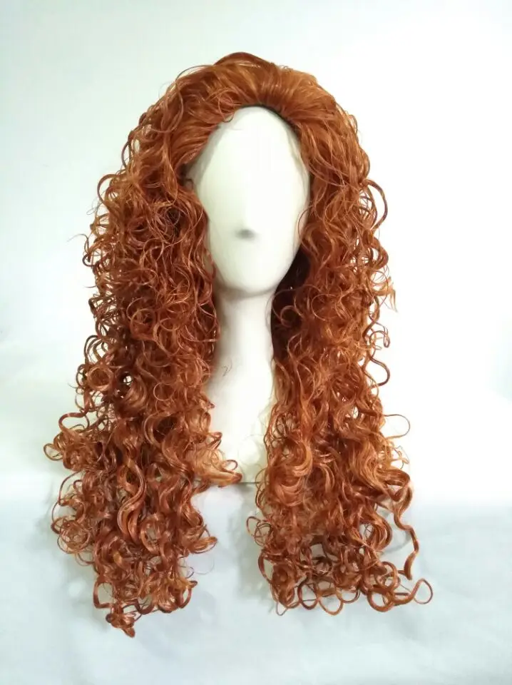 Высокое качество Косплей Храбрая сердцем Мерида парик Длинные оранжевые