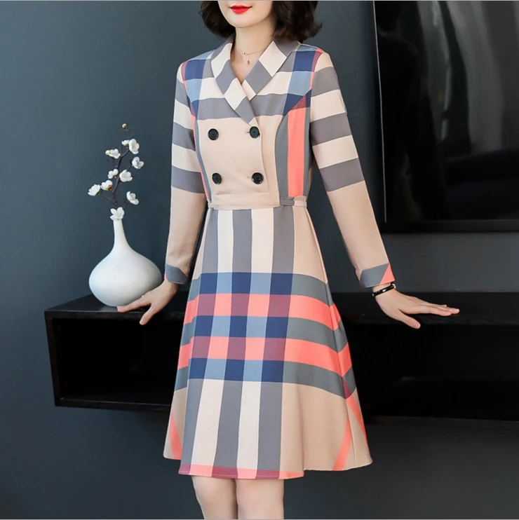 2018 Новое модное платье в полоску с длинными рукавами | Женская одежда