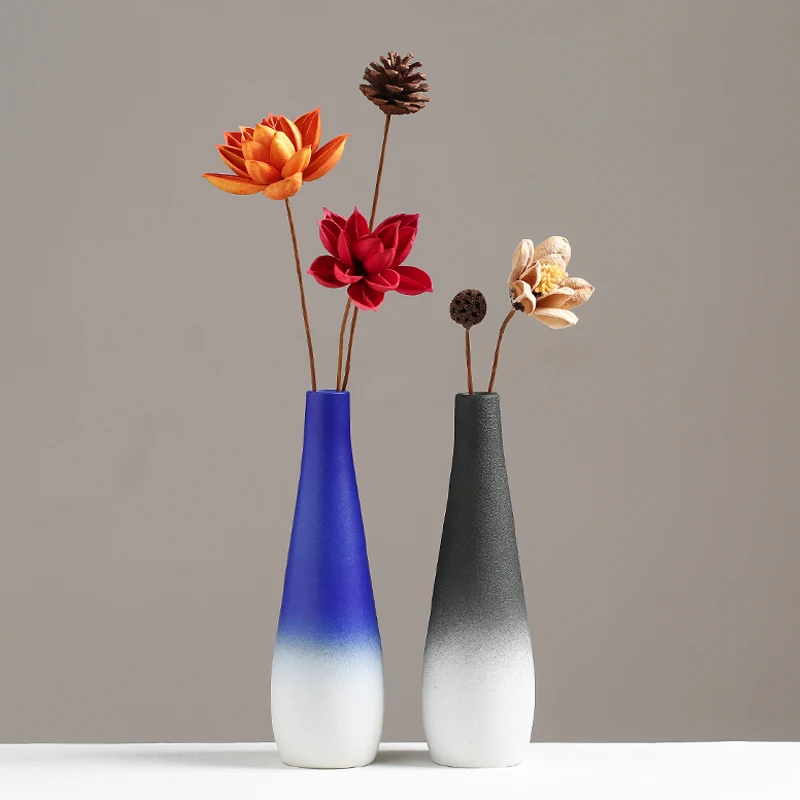 

Nordic Modern Ceramic Flower Vase Living Room Office Desktop Art Ornaments Dried Flower Container Vases for Flowers Decor Crafts