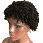 Африканские кудрявые парики из натуральных волос на сетке, естественный вид, плотность 150%, 8 дюймов, бразильские волосы Реми, Короткие парики на сетке
