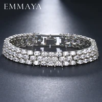emmaya 3 layers silver color bracelet with shiny crystal new fashion cz women bracelets bangles
