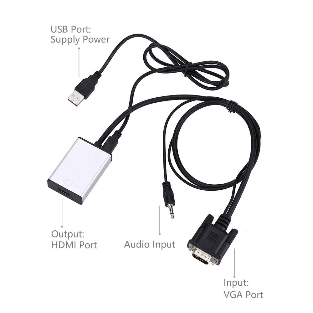 HD 1080 P VGA к Hdmi Адаптер Тв-Выход Av Hdtv Видео кабель Конвертер Подключи и Играй с Аудио