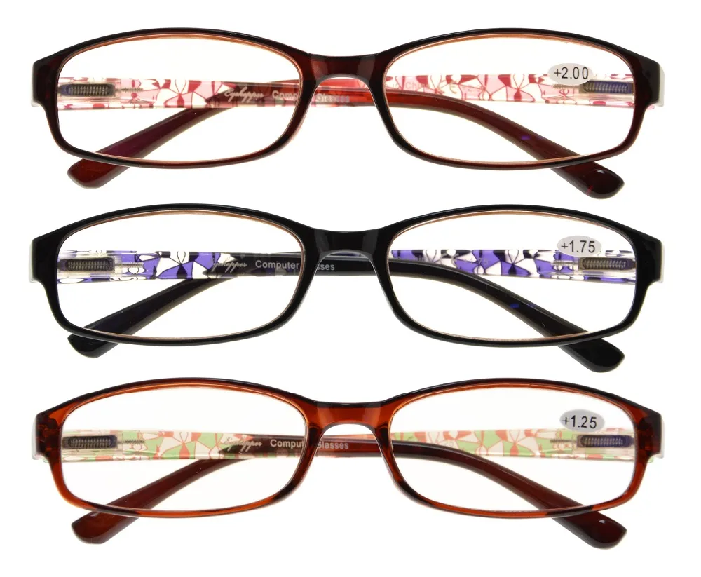 R908 Mix Eyekepper reader 3 Упаковка женских очков для чтения с красивым рисунком и мягкий чехол для женщин+ 0,50-+ 4,00