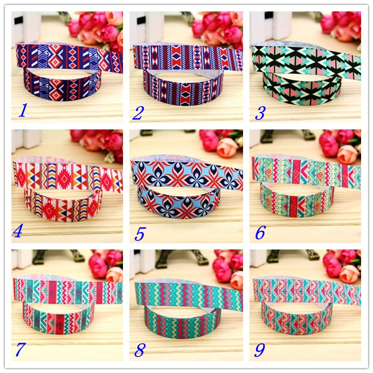 7/8 ''Бесплатная доставка ацтекская Этническая лента с принтом бант головные
