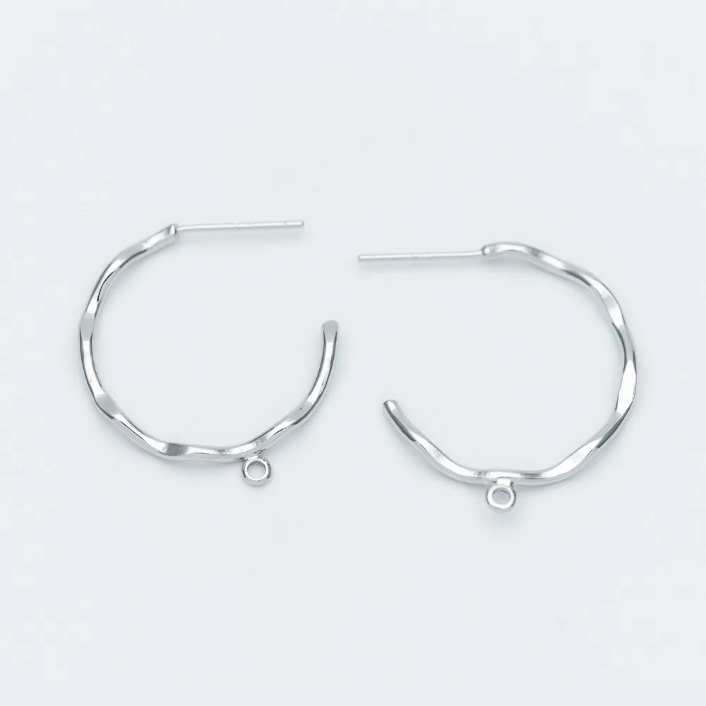 10 шт Позолоченные/покрытые Родием Латунные Серьги золотые/серебряные круглые