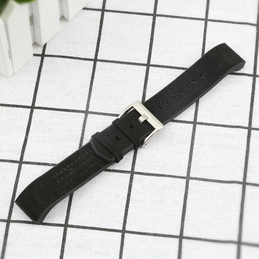 Для Fitbit Charge 2 HR сменные полосы Классический Браслет из натуральной кожи с металлическими разъемами Зарядка 2 фитнес-ремень черный