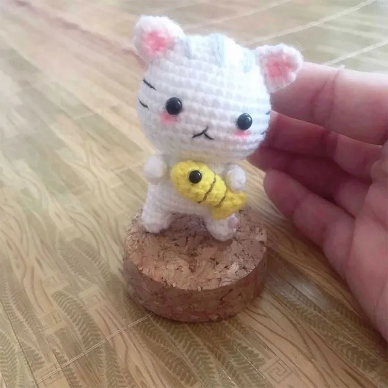 8*6 см вязаный вручную Amigurumi маленькая кошка кулон для еды рыбы ребенок милый