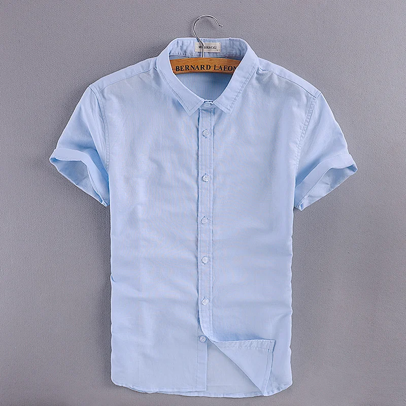 

2017 Summer new business casual linen shirt men cotton short sleeve white men shirt brand clothing mens shirts camisa masculina