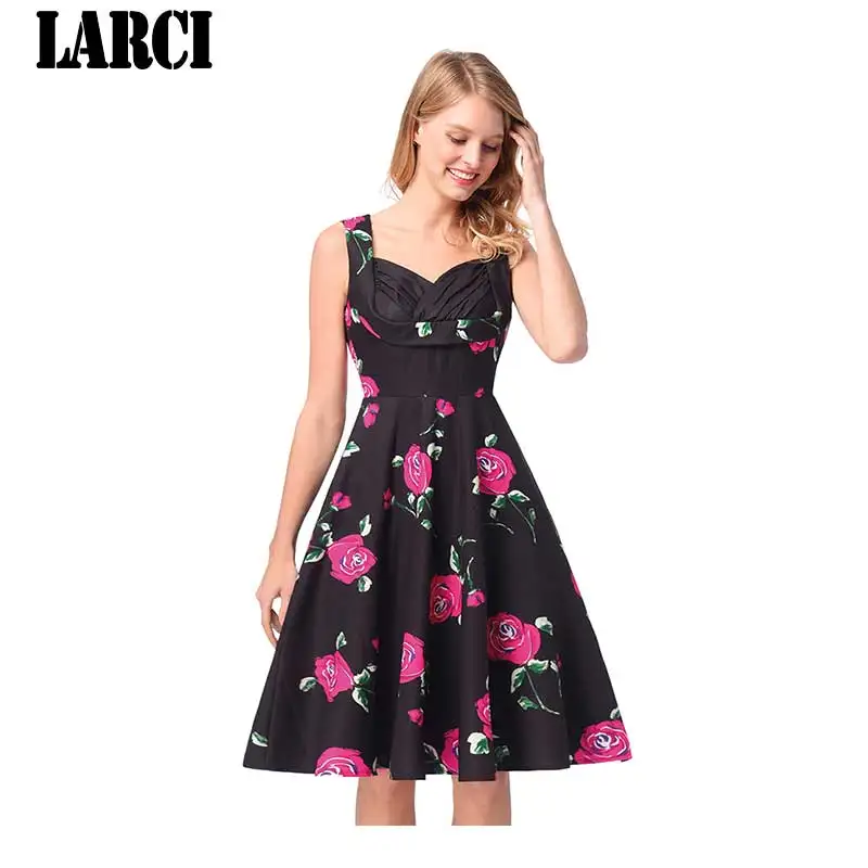 LARCI Винтажное платье 2018 новые летние с круглым вырезом без рукавов vestidos Для