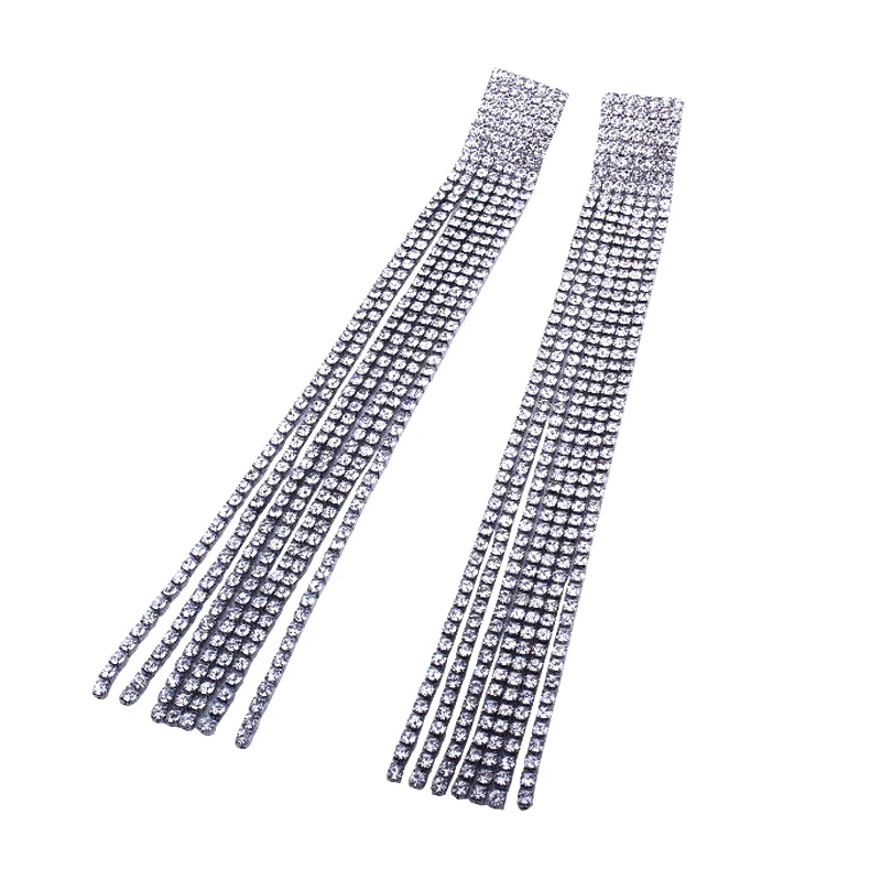 Новые модные серьги Стразы с кисточками длинный дизайн со сверкающими