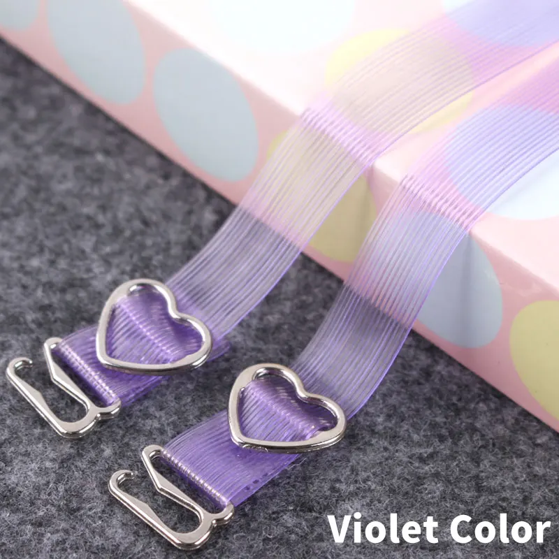 Violet Color Невидимость прозрачный бюстгальтер ремень с полосками плечи расширенные разноцветные нижнее белье аксессуары Полосатый кристалл ремни - Цвет: Violet Color