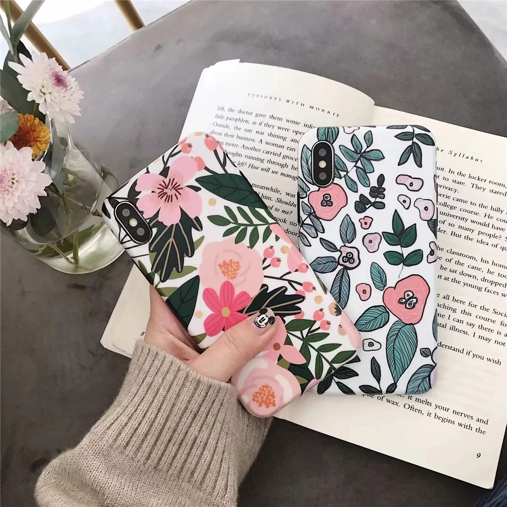 High quaity Soft IMD Silicon Phone Case For iPhone X XS MAX XR Pink Cherry Flower Painting Cover 7 8 6 6S Plus Coque |