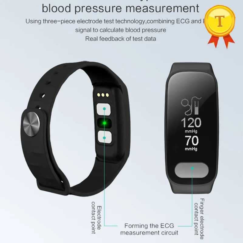 2017 new arrival Bluetooth Sports Watch Wearable heart ECG PPG Heart Rate MonitorTemperature Display Fitness Tracker Smart Band |