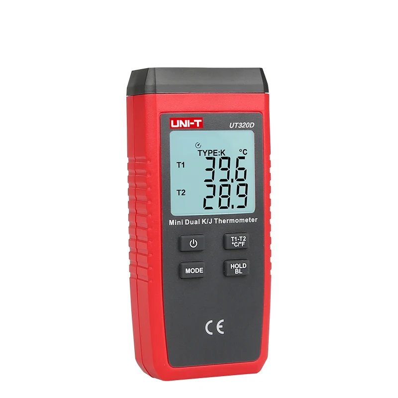 Мини термометр UNI T UT320D двухканальный щуп термопары K /J с датчиком температуры