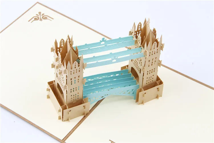 Ретро башня мост Landmark 3D всплывающие поздравительные открытки лазерная резка