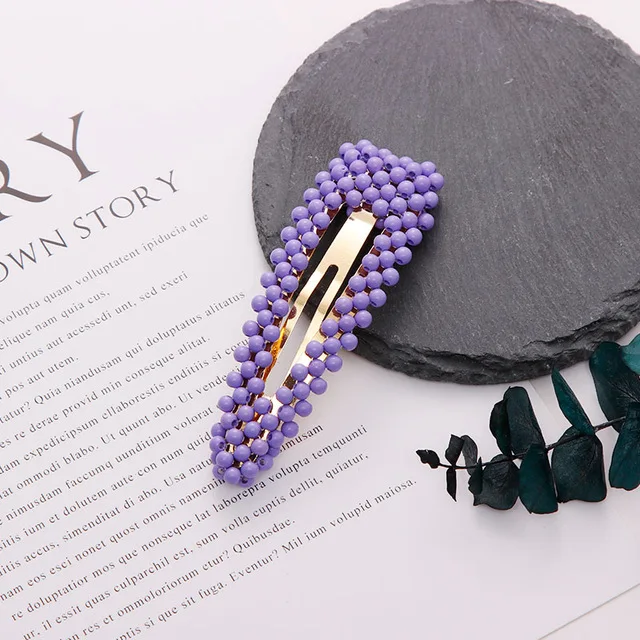 purple waterdrop Новые женские элегантные красочный Жемчуг прямоугольные водные заколки-капельки Зажимная лента для волос Заколки Головные уборы модные аксессуары для волос - Цвет: purple waterdrop