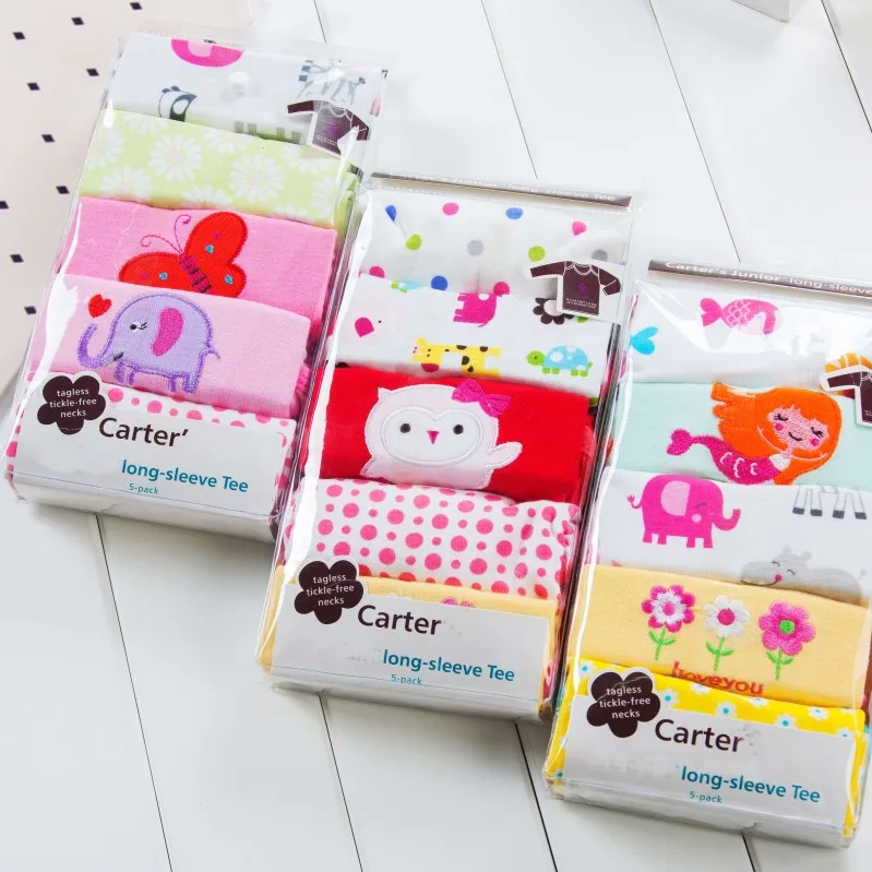 5 шт./упак. Новинка 2017 г. ночное белье с длинными рукавами для девочек и мальчиков