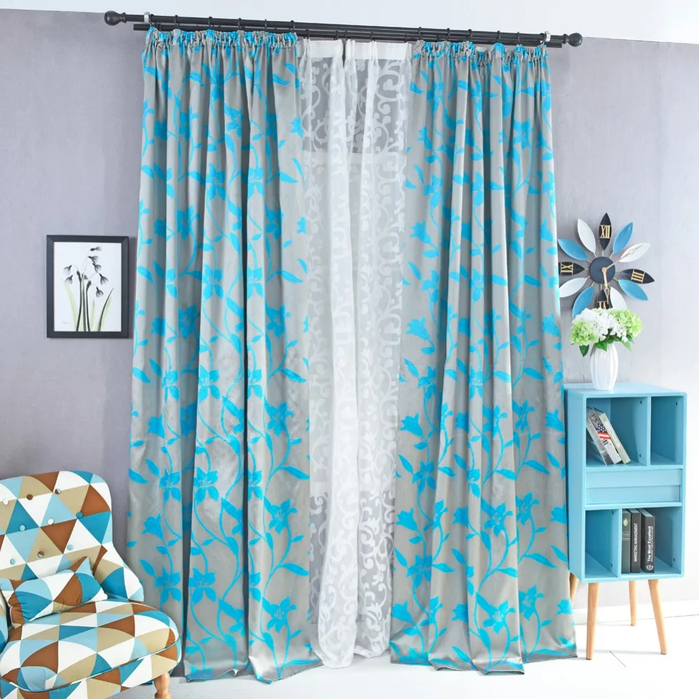 NAPEARL 1 шт. цветочный дизайн полузатемненный занавес штора черный коричневый синий