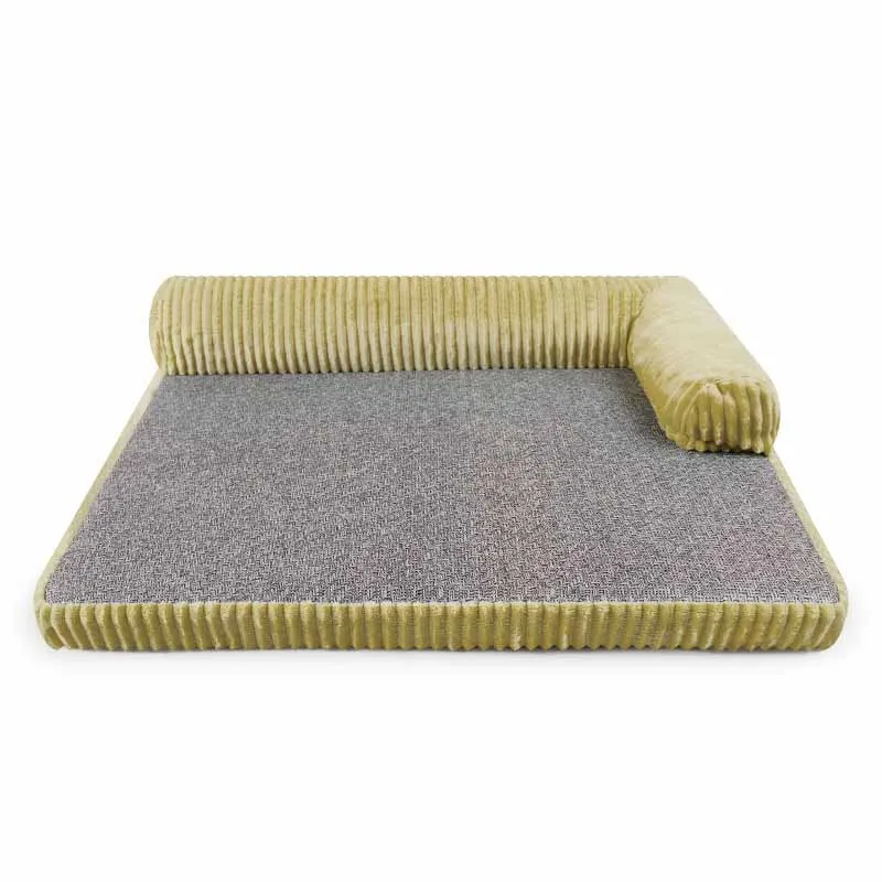 Khaki double relief Два съемных моющихся плюшевых питомника, летний крутой диван-кровать для собак, подавление запаха, спинка для домашних животных, диван для собак - Цвет: Khaki double relief