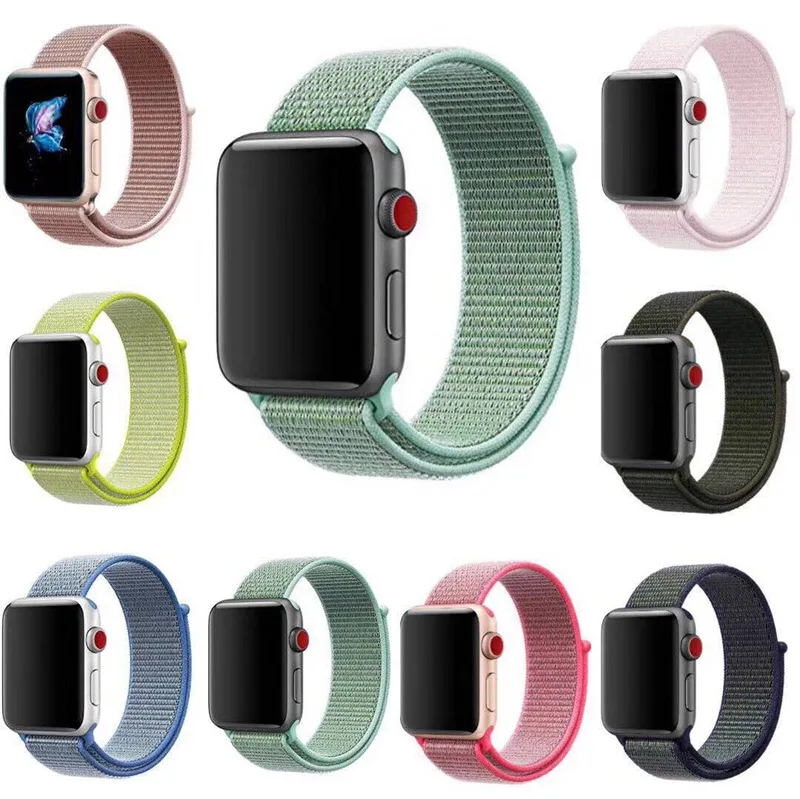 Тканый нейлоновый ремешок для Apple Watch Band 42 мм 38 40 44 мягкая дышащая Спортивная петля