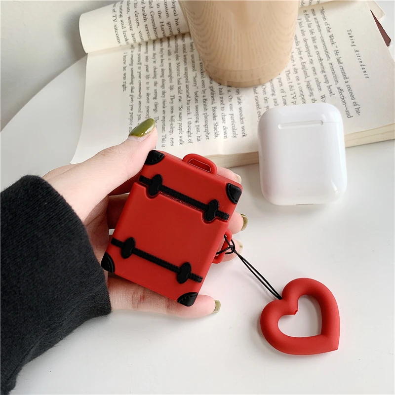 Для AirPods 2 Чехол, Милый Винтажный чехол для костюма, чехол для багажника, чехол для Air pods, чехол для наушников с сердечком, кольцо на палец