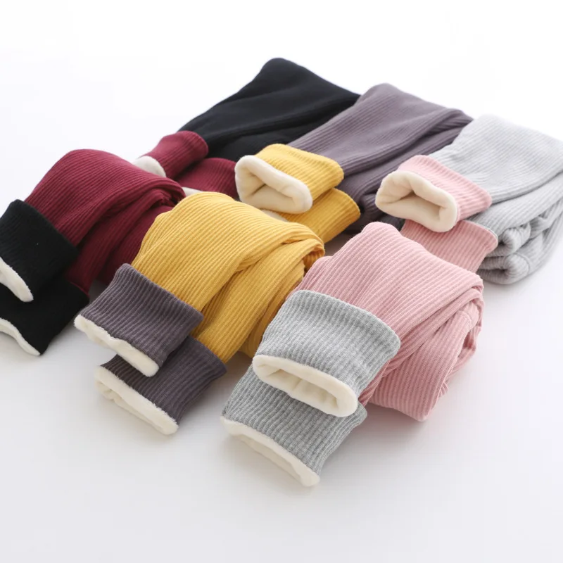 Теплые леггинсы для девочек модные зимние Хлопковые Штаны с вельветом детей 1 5