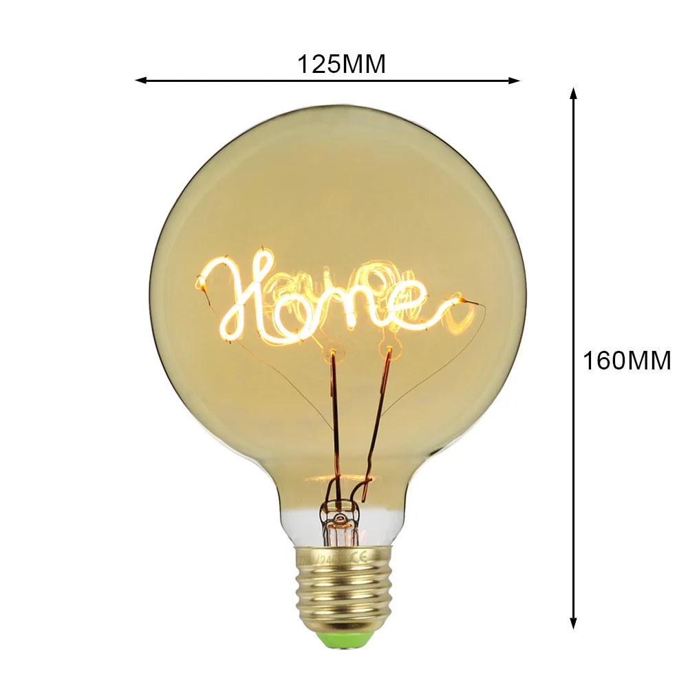 TIANFAN, лампочки Эдисона, винтажный светильник, лампа G125, светодиодная лампа Love Home Filament, 4 Вт, с регулируемой яркостью, 220 В, E27, настольная лампа