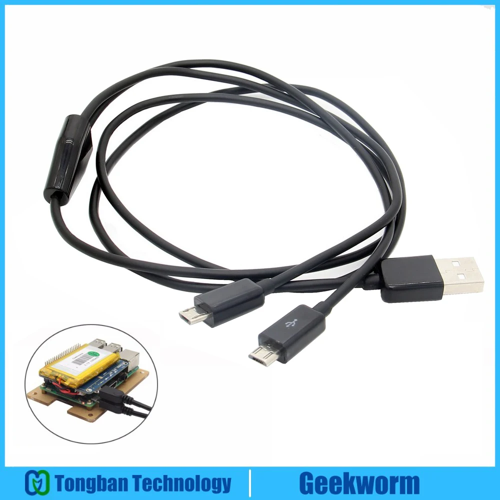Зарядный кабель Geekworm Raspberry Pi плата расширения мощности с одного USB на два Micro для UPS