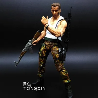 NECA фильм 25th Хищник инопланетянин Арнольд Шварценеггер патруль голландский извлечение голландский Охотник за джунглями 18 см игрушка ПВХ фигурка модель S108 - Цвет: Серый