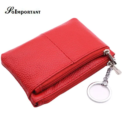 Red Винтажные черные мужские кошельки из натуральной кожи на молнии, тонкие Кошельки для монет, сумки для денег, мужской держатель для карт Magic Walet Portomonee, брелок для ключей - Цвет: Red