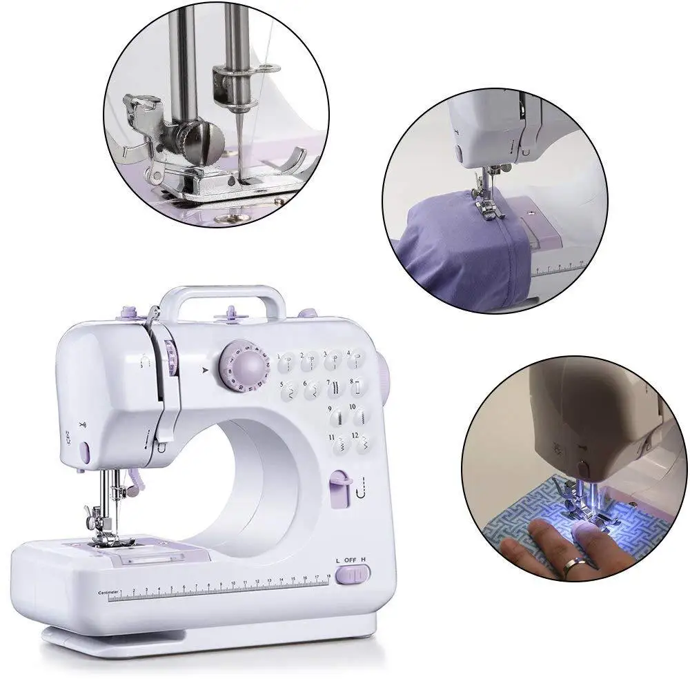 Fanghua 505A электрическая швейная машина 12-контактный Электрический мини Портативный двухпроводная двух-Скорость DC Электрический педаль швейная машина