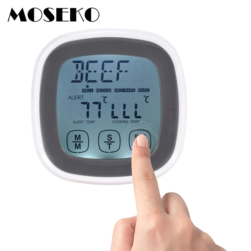 

MOSEKO Household Digital Meat Touch Screen Thermometer Food Probe BBQ Oven Thermometer Kitchen Cooking Tools With Alarm Clock