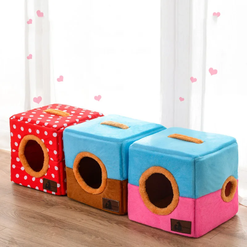 

Foldable Soft Warm Winter Cat Dog Bed House Animal Puppy Cave Sleeping Mat Pad Nest Kennel pet bed for cats