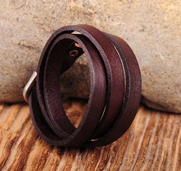 Классический винтажный кожаный Браслет манжета G422 темно коричневый|bracelet